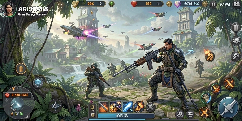 Screenshot ARISTA88 yang menampilkan aksi strategi seru dalam permainan.