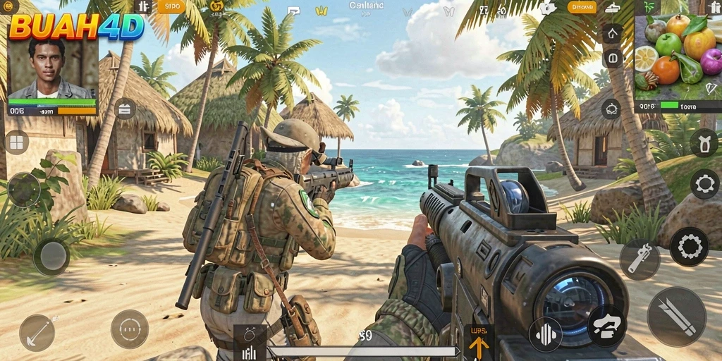Tampilan gameplay BUAH4D yang memukau dalam aksi TPS.