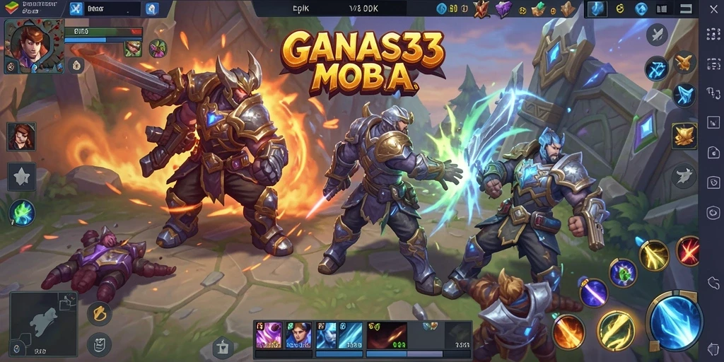 Tampak gameplay seru dari GANAS33 dengan aksi MOBA yang mendebarkan.