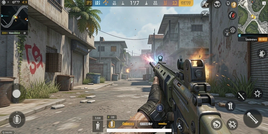Screenshot gameplay GT777 yang menampilkan aksi seru di medan perang.