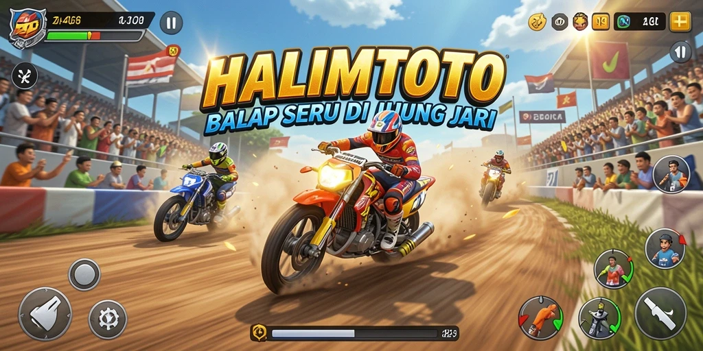 Tampilan gameplay balap yang seru di HALIMTOTO.