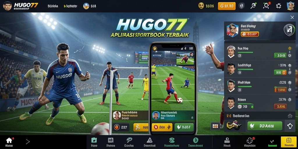 Screenshot menunjukkan tampilan antarmuka HUGO77 dengan taruhan olahraga yang menarik.