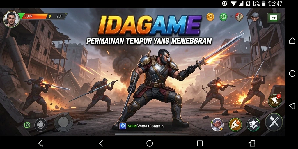 Screenshot intense gameplay dari IDAGAME dengan aksi tempur mendebarkan.