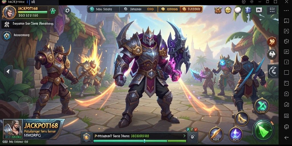 Tangkapan layar gameplay JACKPOT168 yang menampilkan aksi seru dalam MMORPG.