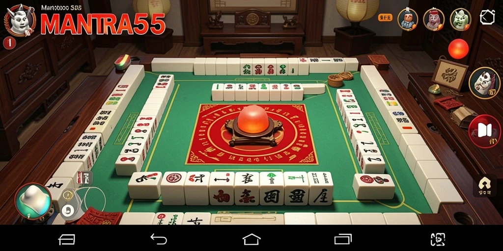 Screenshot utama MANTRA55 menampilkan gameplay Mahjong yang menegangkan.