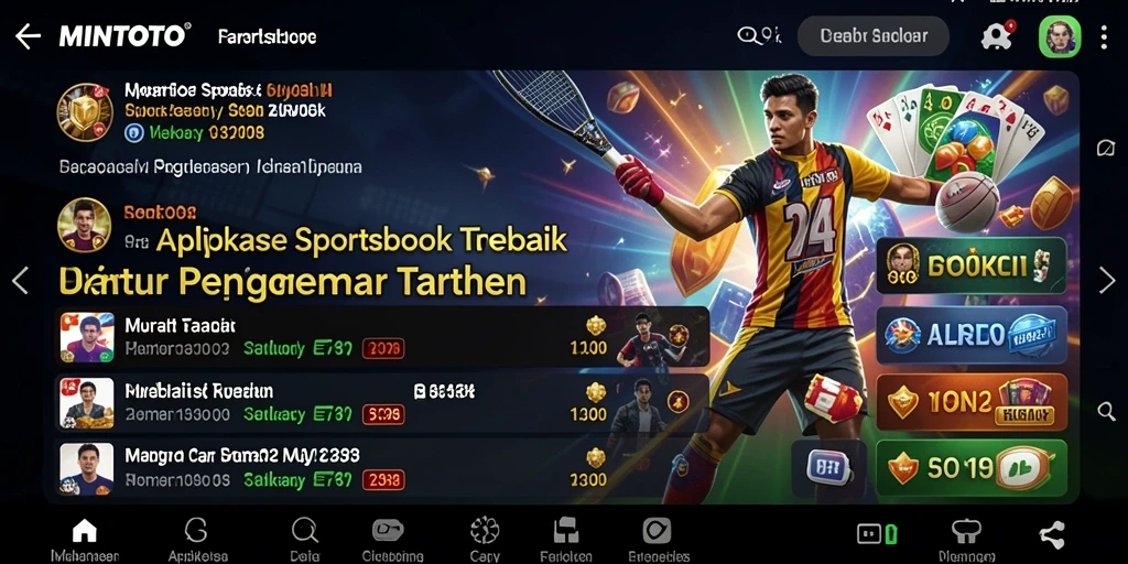 Screenshot gameplay MINTOTO menampilkan antarmuka sportsbook yang dinamis.