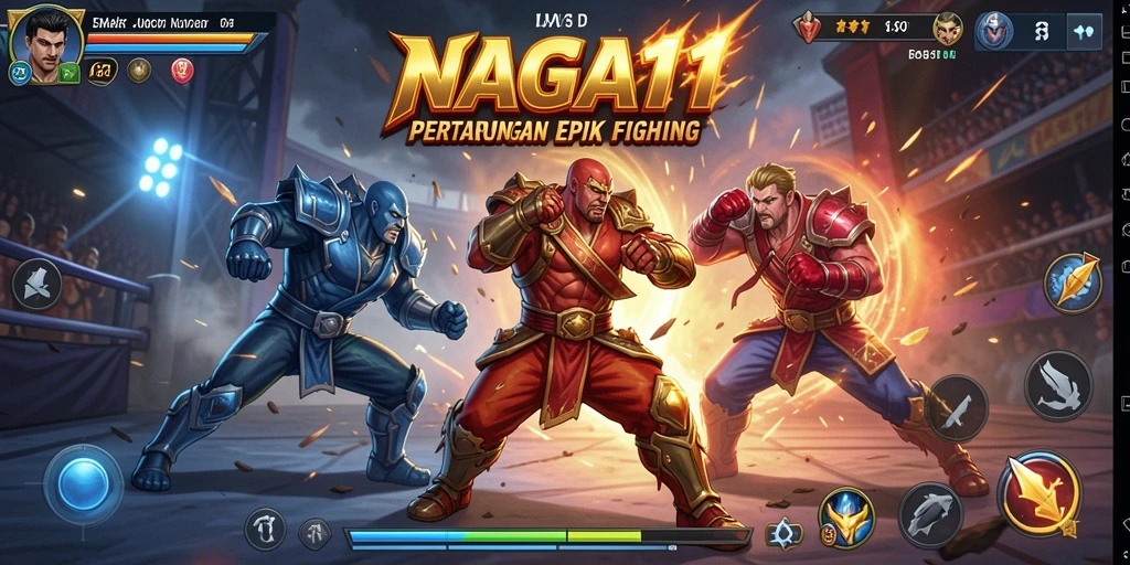 Tampilan aksi mendebarkan dalam gameplay NAGA11 dengan karakter Fighting.