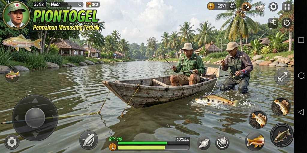 Tampilan gameplay memancing yang menarik di PIONTOGEL.