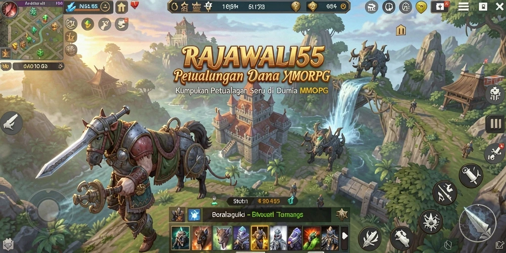 Screenshot menunjukkan aksi epik dalam gameplay MMORPG RAJAWALI55.